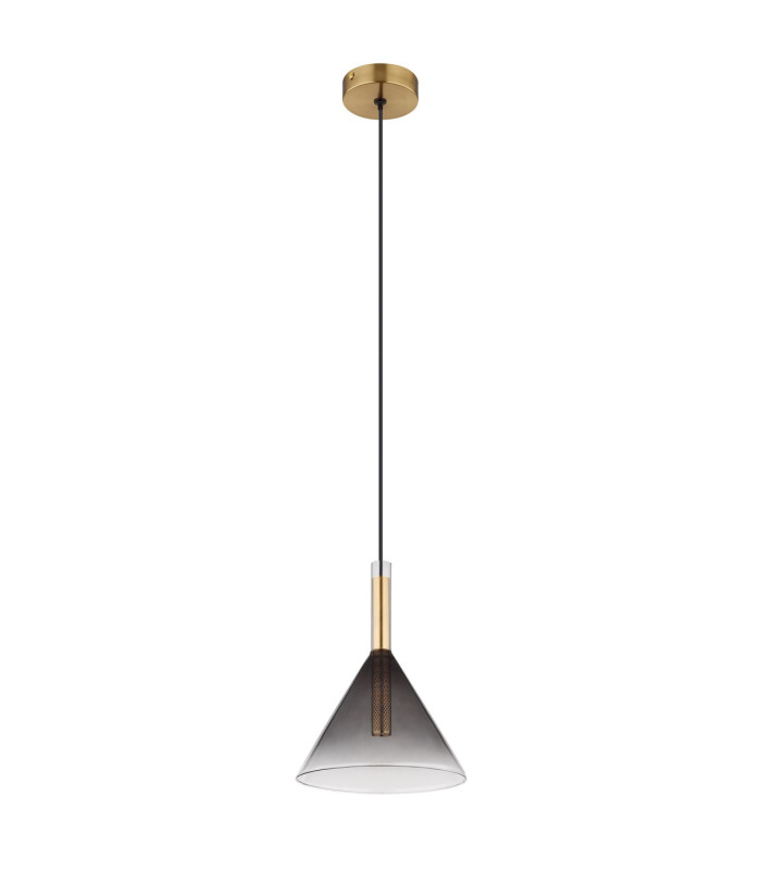 Elisabeth Dome Slim Pendant Ceiling Light Brass-Coloured Smoke Glass Shade 1x G9-2