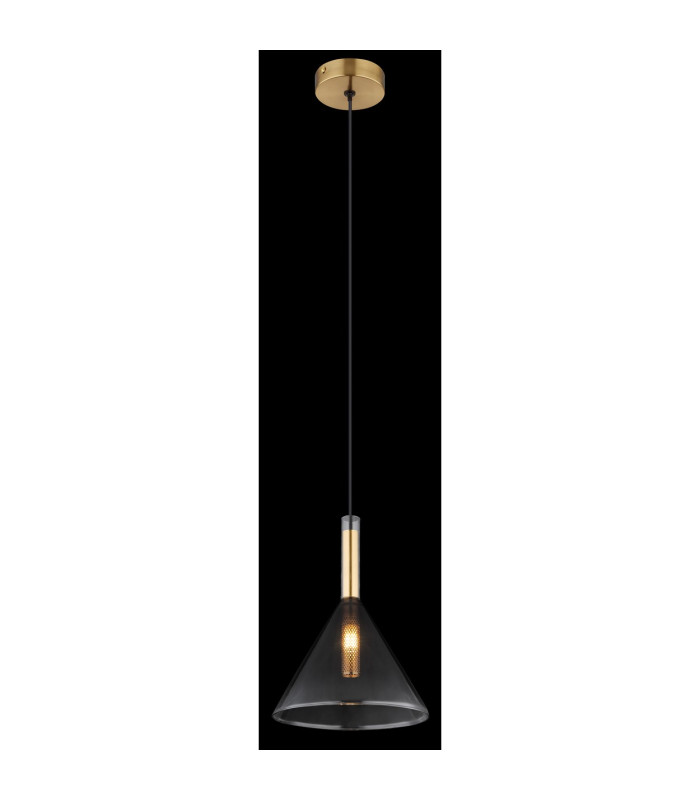 Elisabeth Dome Slim Pendant Ceiling Light Brass-Coloured Smoke Glass Shade 1x G9-4
