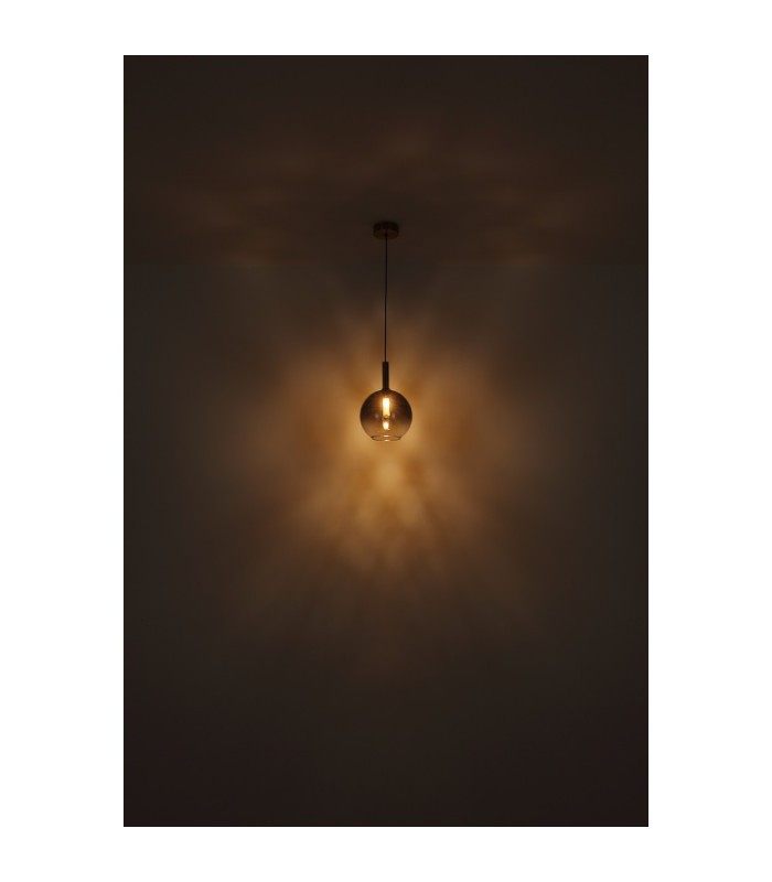 Elisabeth Dome Slim Pendant Ceiling Light Brass-Coloured Smoke Glass Shade 1x G9-5