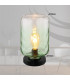 Darina Cylindrical Table Lamp Matt Black Green Glass Shade 1x E27-6
