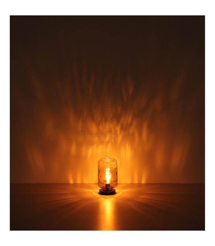 Darina Cylindrical Table Lamp Matt Black Smoke Glass Shade 1x E27-5