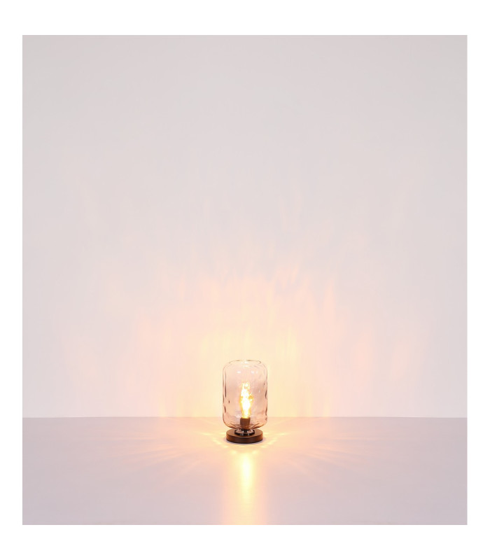 Darina Cylindrical Table Lamp Matt Black Smoke Glass Shade 1x E27-6