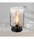 Darina Cylindrical Table Lamp Matt Black Smoke Glass Shade 1x E27-9