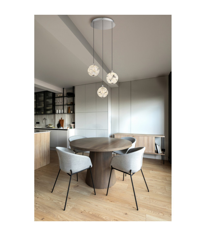 Virina Cluster Pendant Ceiling Light Chrome K9 Crystals 3x LED 3000K-5