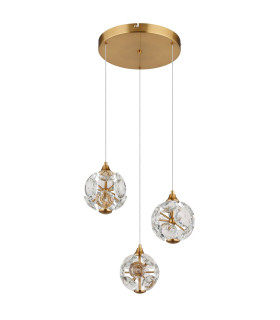 Virina Cluster Pendant Ceiling Light Gold Colors K9 Crystals 3x LED 3000K-2