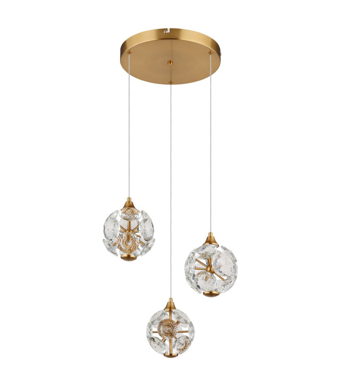Virina Cluster Pendant Ceiling Light Gold Colors K9 Crystals 3x LED 3000K-2
