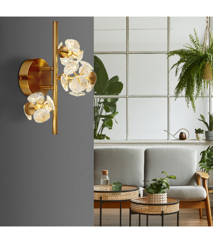 Virina Wall Lamp Gold Colors K9 Crystals LED 3000K-6