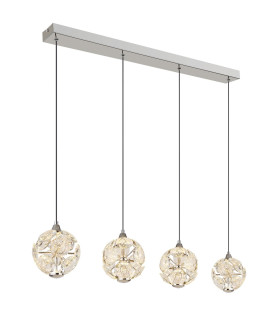 Virina Bar Pendant Ceiling Light Chrome K9 Crystals 4x LED 3000K-1