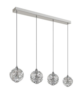 Virina Bar Pendant Ceiling Light Chrome K9 Crystals 4x LED 3000K-2