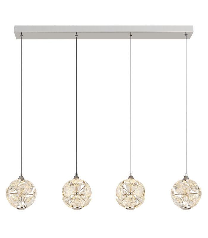 Virina Bar Pendant Ceiling Light Chrome K9 Crystals 4x LED 3000K-3
