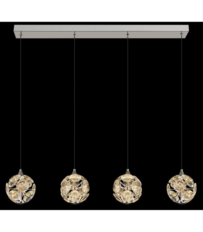 Virina Bar Pendant Ceiling Light Chrome K9 Crystals 4x LED 3000K-5