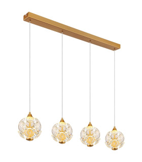Virina Bar Pendant Ceiling Light Gold Colors K9 Crystals 4x LED 3000K-1