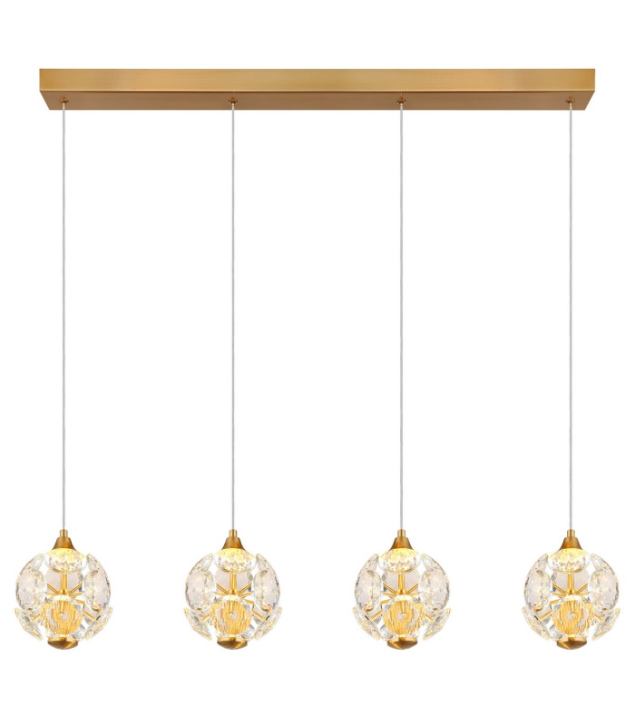 Virina Bar Pendant Ceiling Light Gold Colors K9 Crystals 4x LED 3000K-3