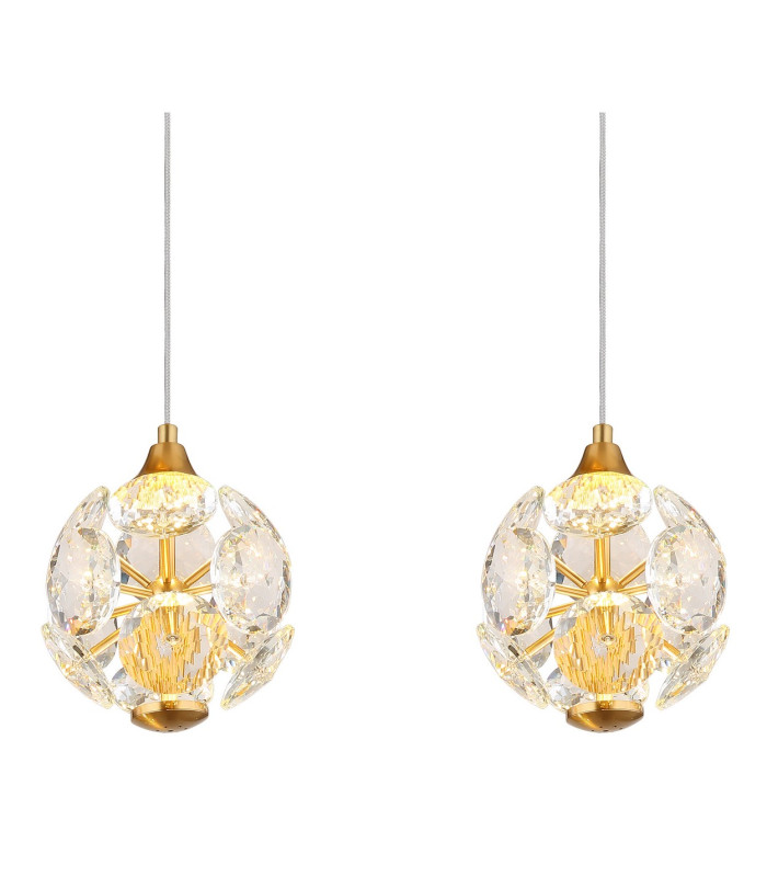 Virina Bar Pendant Ceiling Light Gold Colors K9 Crystals 4x LED 3000K-4