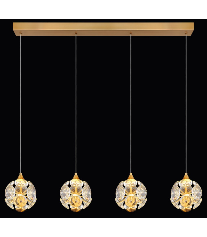Virina Bar Pendant Ceiling Light Gold Colors K9 Crystals 4x LED 3000K-6