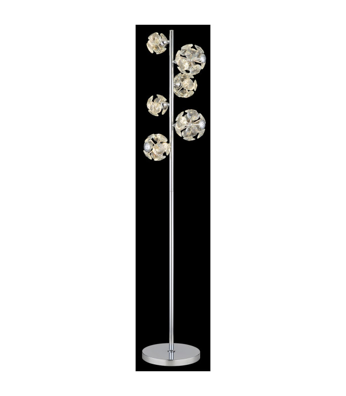 Virina LED Integrated Floor Lamp Chrome K9 Crystals LED 3000K-4
