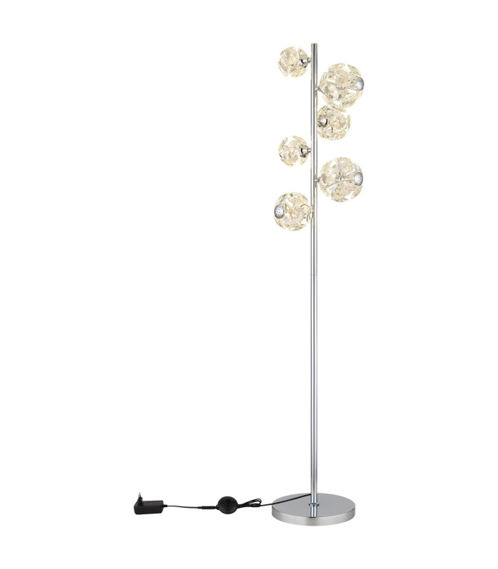 Virina LED Integrated Floor Lamp Chrome K9 Crystals LED 3000K-5