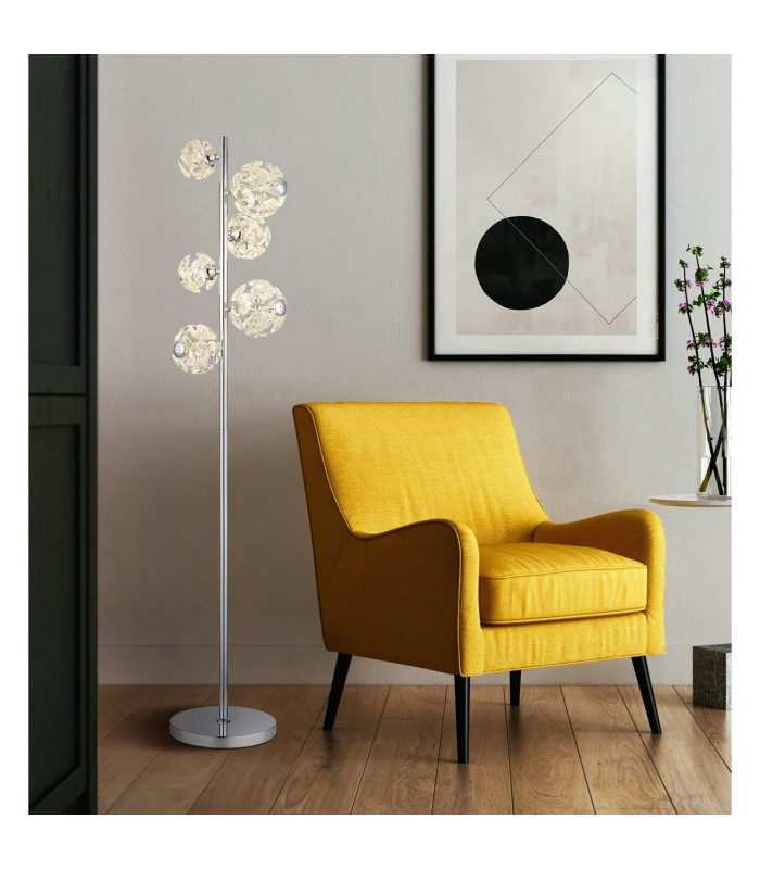 Virina LED Integrated Floor Lamp Chrome K9 Crystals LED 3000K-6