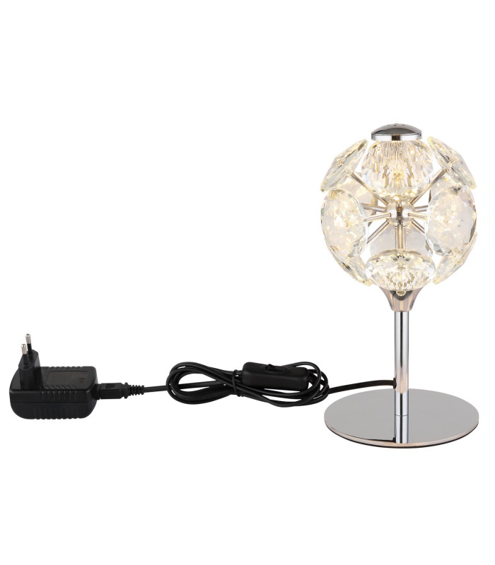 Virina Glass Table Lamp Chrome K9 Crystals LED 3000K-4
