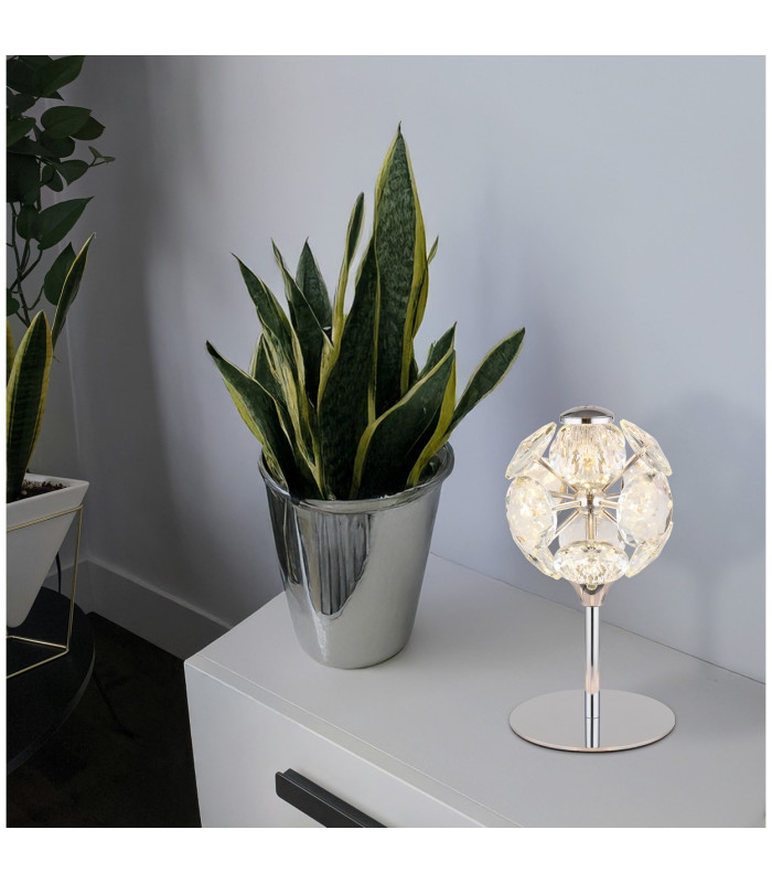 Virina Glass Table Lamp Chrome K9 Crystals LED 3000K-6