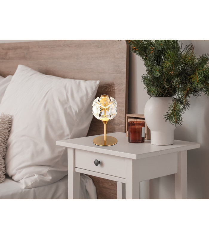 Virina Glass Table Lamp Gold Colors K9 Crystals LED 3000K-8