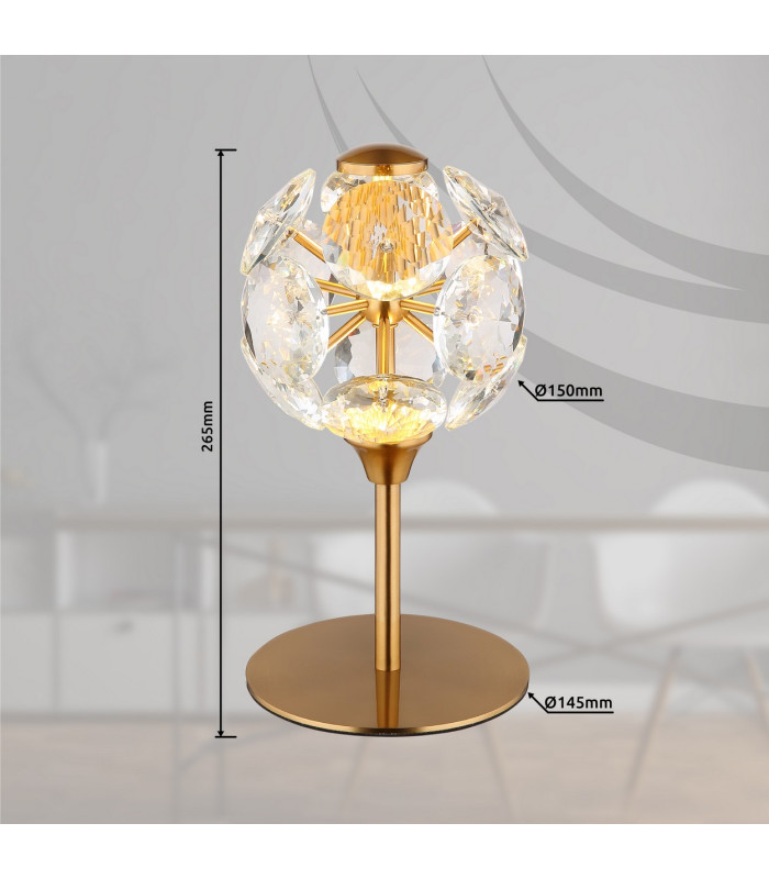 Virina Glass Table Lamp Gold Colors K9 Crystals LED 3000K-9
