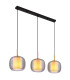 Lampigna Bar Pendant Ceiling Light Matt Black Smoke Glass Shade 3x E27-1
