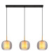 Lampigna Bar Pendant Ceiling Light Matt Black Smoke Glass Shade 3x E27-3