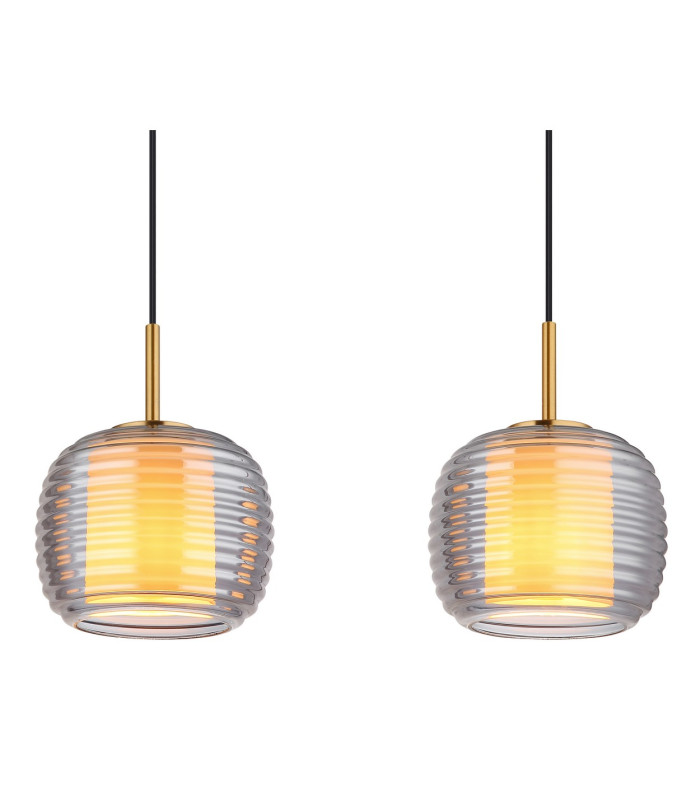 Lampigna Bar Pendant Ceiling Light Matt Black Smoke Glass Shade 3x E27-4
