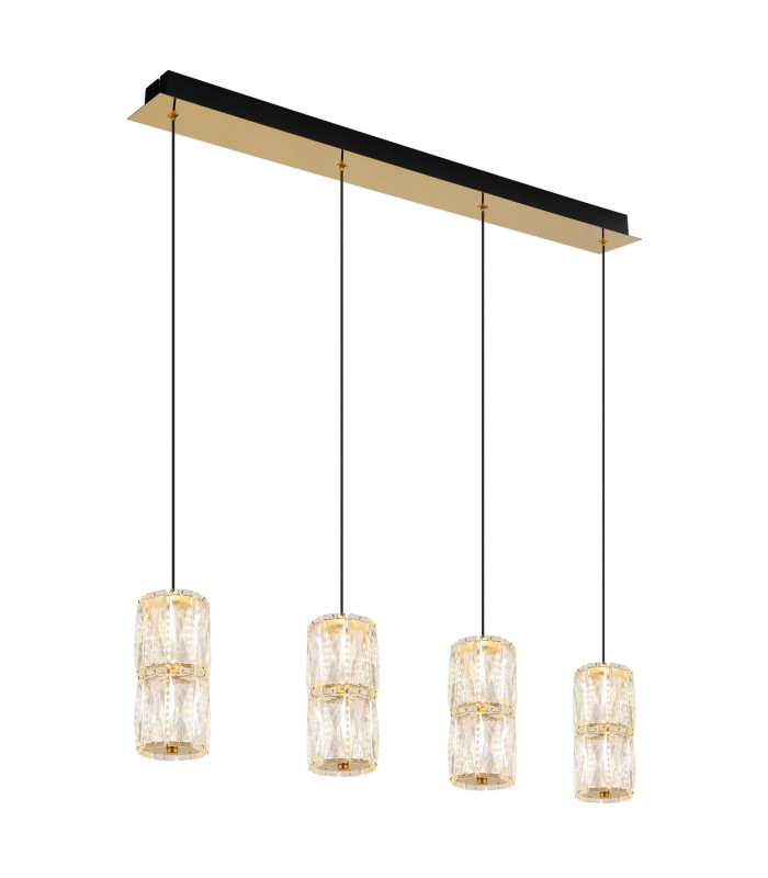 Stefanie Bar Pendant Ceiling Light Gold Colours Antique Crystals Clear Glass Shade 4x LED 3000K-1