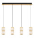 Stefanie Bar Pendant Ceiling Light Gold Colours Antique Crystals Clear Glass Shade 4x LED 3000K-3