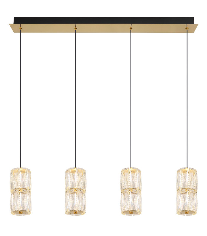 Stefanie Bar Pendant Ceiling Light Gold Colours Antique Crystals Clear Glass Shade 4x LED 3000K-3