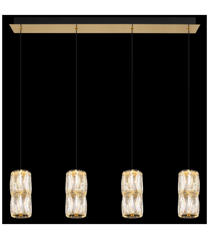 Stefanie Bar Pendant Ceiling Light Gold Colours Antique Crystals Clear Glass Shade 4x LED 3000K-5