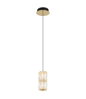 Stefanie Slim Pendant Ceiling Light Gold Colours Antique Crystals Clear Glass Shade LED 3000K-1