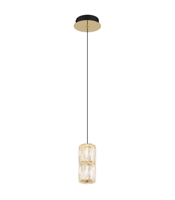 Stefanie Slim Pendant Ceiling Light Gold Colours Antique Crystals Clear Glass Shade LED 3000K-1