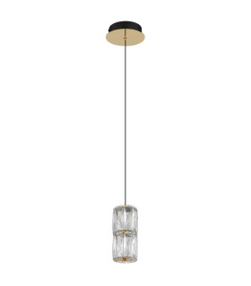 Stefanie Slim Pendant Ceiling Light Gold Colours Antique Crystals Clear Glass Shade LED 3000K-2