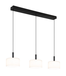 Trenton Bar Pendant Ceiling Light Matt Black Opal Alabaster Optic Glass Shade 3x LED 2700-4000K-1