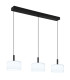Trenton Bar Pendant Ceiling Light Matt Black Opal Alabaster Optic Glass Shade 3x LED 2700-4000K-6