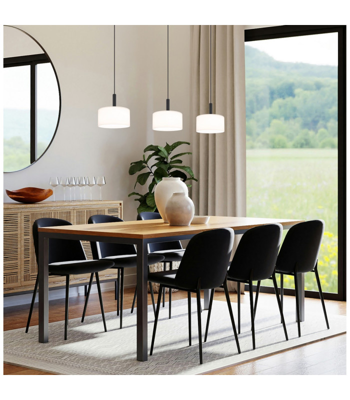 Trenton Bar Pendant Ceiling Light Matt Black Opal Alabaster Optic Glass Shade 3x LED 2700-4000K-7