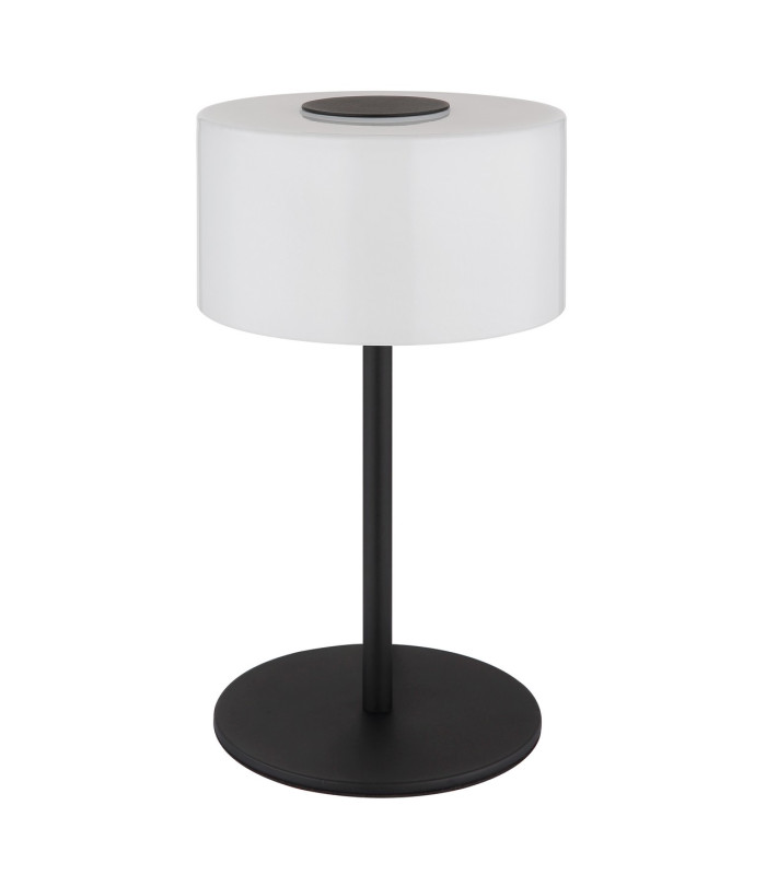 Trenton Cylindrical Table Lamp Matt Black Opal Alabaster Optic Glass Shade LED 2700-4000K-2