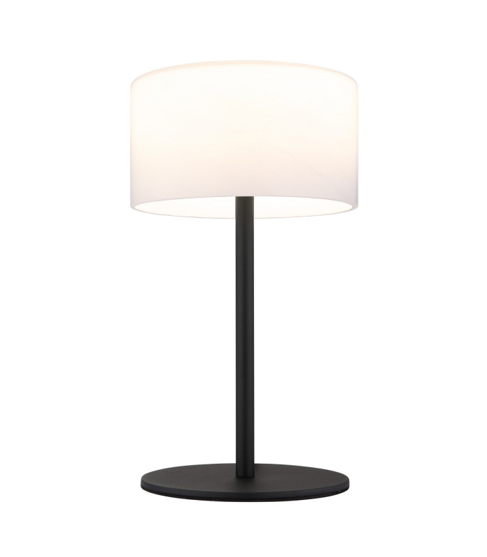 Trenton Cylindrical Table Lamp Matt Black Opal Alabaster Optic Glass Shade LED 2700-4000K-3