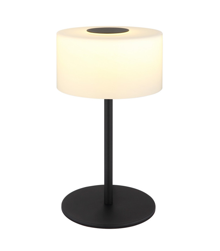 Trenton Cylindrical Table Lamp Matt Black Opal Alabaster Optic Glass Shade LED 2700-4000K-4