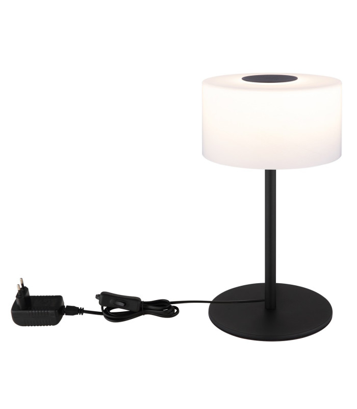 Trenton Cylindrical Table Lamp Matt Black Opal Alabaster Optic Glass Shade LED 2700-4000K-6