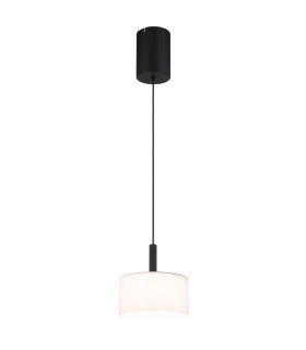 Trenton Slim Pendant Ceiling Light Matt Black Opal Alabaster Optic Glass Shade LED 2700-4000K-1
