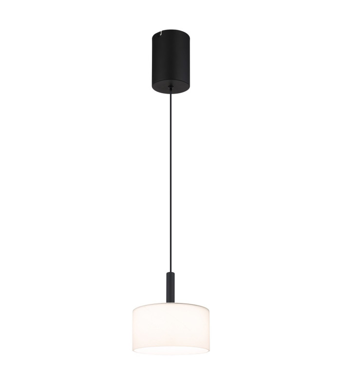 Trenton Slim Pendant Ceiling Light Matt Black Opal Alabaster Optic Glass Shade LED 2700-4000K-1