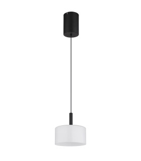 Trenton Slim Pendant Ceiling Light Matt Black Opal Alabaster Optic Glass Shade LED 2700-4000K-2