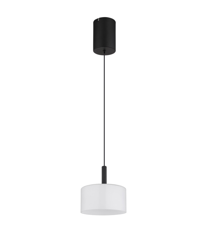 Trenton Slim Pendant Ceiling Light Matt Black Opal Alabaster Optic Glass Shade LED 2700-4000K-2