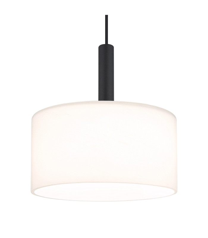 Trenton Slim Pendant Ceiling Light Matt Black Opal Alabaster Optic Glass Shade LED 2700-4000K-3