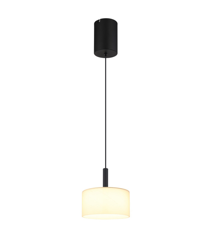 Trenton Slim Pendant Ceiling Light Matt Black Opal Alabaster Optic Glass Shade LED 2700-4000K-4