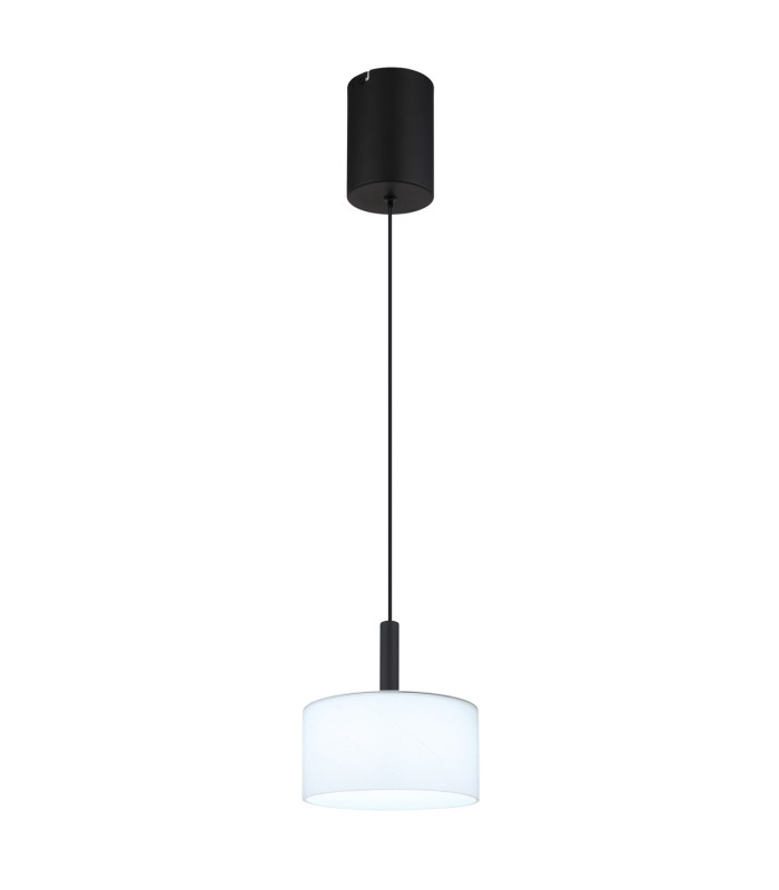 Trenton Slim Pendant Ceiling Light Matt Black Opal Alabaster Optic Glass Shade LED 2700-4000K-5